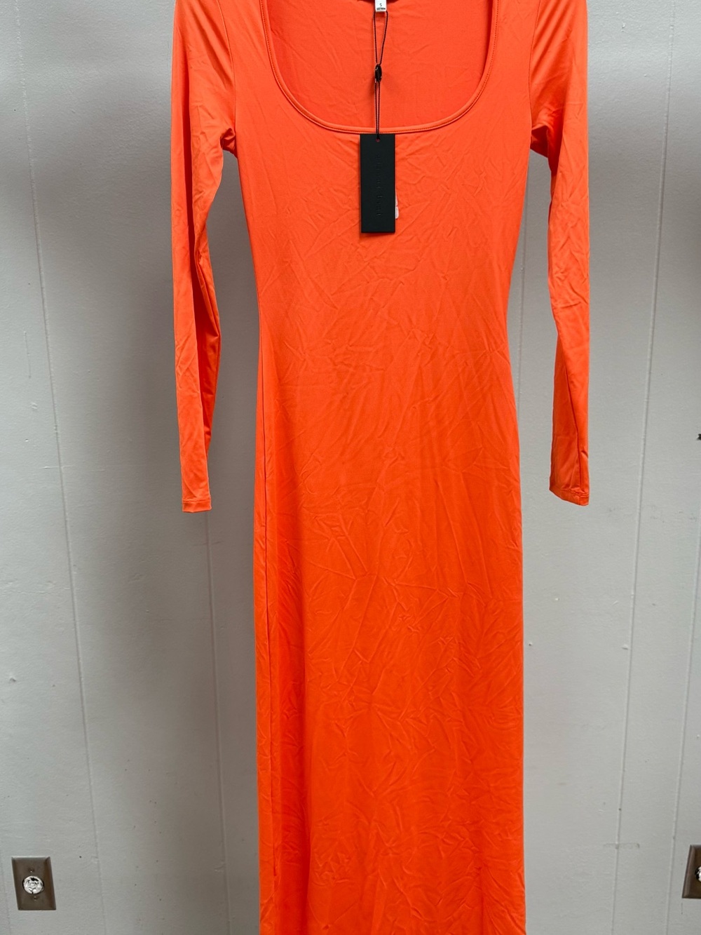 Gianni Bini Long Sleeve Scoop Neck Maxi Dress in Bright Orange